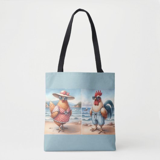 Kippen in zwemkleding aan zee tote bag (Voorkant)