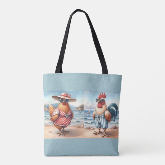Kippen in zwemkleding aan zee tote bag (Achterkant)