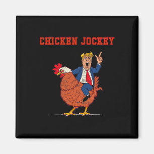 Kippen Jockey Grappige Trump Mop  Magneet
