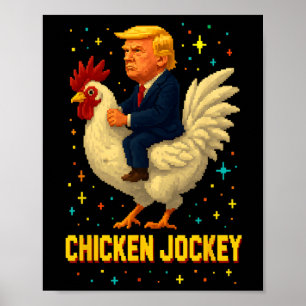 Kippen Jockey Trump Grappige Meme 2 Poster