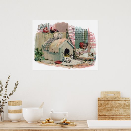 Kippen, katten en Barkeerhonden Poster (Keuken)