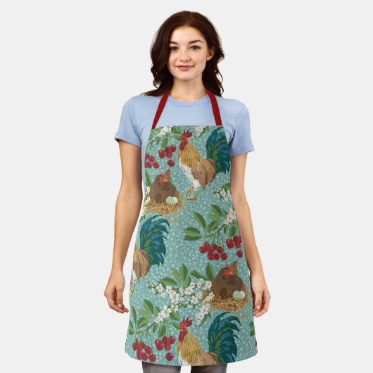 Kippen & Kersen Schort - Medium (Gedragen)