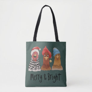 Kippen Kerst Boerderij Dier Vrolijk En Helder Tote Bag