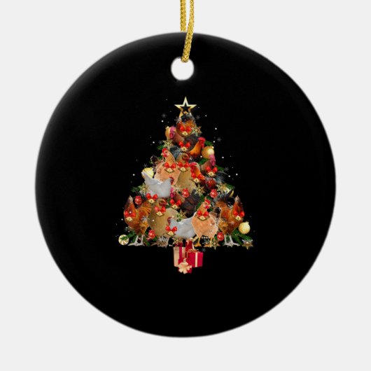 Kippen kerstboom Merry Clucking Matching Fa Keramisch Ornament (Voorkant)