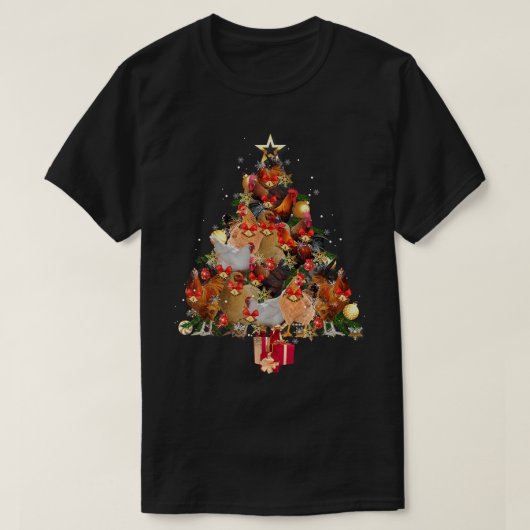 Kippen kerstboom Merry Clucking Matching Fa T-shirt (Design voorkant)