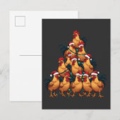 Kippen Kerstboom Prettig Kerstfeest Grappige Kerst Uitnodiging Briefkaart (Voorkant / Achterkant)
