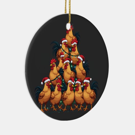 Kippen Kerstboom Vrolijk Kerstfeest Grappig Kerstf Keramisch Ornament (Rechts)
