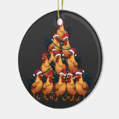 Kippen Kerstboom Vrolijk Kerstfeest Grappig Kerstf Keramisch Ornament (Links)