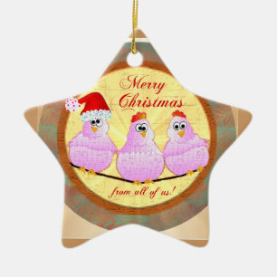 Kippen kerstster-sierans keramisch ornament