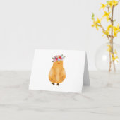 Kippen, Kippen met bloemen op hun hoofd BLANK Kaart (Gele Bloem)