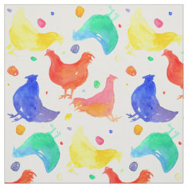 Kippen Kippen Vogels Regenboog Kleuren Waterverf Stof
