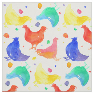 Kippen Kippen Vogels Regenboog Kleuren Waterverf Stof