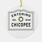 Kippen, MA Holiday Wreated Ceramic Ornament (Voorkant)