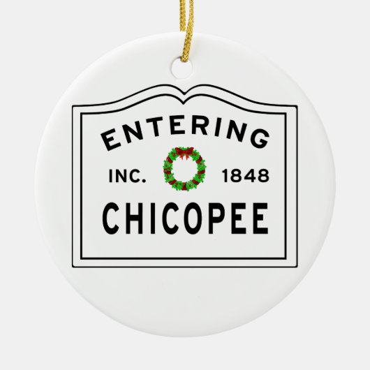 Kippen, MA Holiday Wreated Ceramic Ornament (Voorkant)