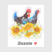 Kippen met bloemen sticker (Vel)