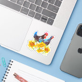 Kippen met bloemen sticker (Laptop met iPhone)