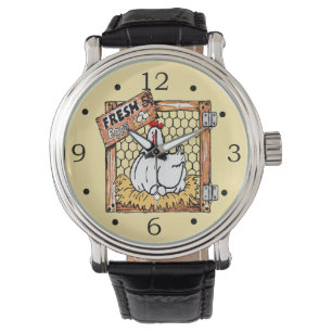 Kippen met eierboeren horloge