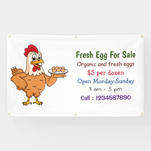 Kippen met eieren cartoon vers ei-teken voor verko spandoek (Horizontaal)