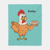 Kippen met eieren op de cartoon van borden fleece deken (Voorkant)