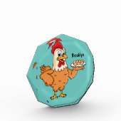 Kippen met eieren op de cartoon van borden fotoblokken (Links)