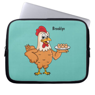 Kippen met eieren op de cartoon van borden laptop sleeve