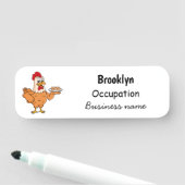 Kippen met eieren op de cartoon van borden naamplaatje (In situ)