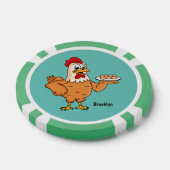 Kippen met eieren op de cartoon van borden poker chips (Enkel)