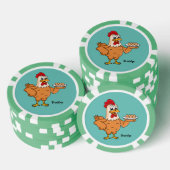 Kippen met eieren op de cartoon van borden poker chips (Opstapeling)
