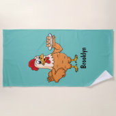 Kippen met eieren op de cartoon van borden strandlaken (Voorkant)