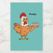 Kippen met eieren op de cartoon van borden voedselcontainer etiket (Enkel label)