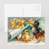  kippen met gele bloemen Pasen Briefkaart (Voorkant / Achterkant)