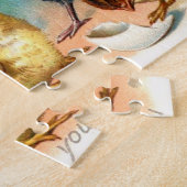 kippen met gele bloemen Pasen Legpuzzel (Zijkant)