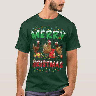 Kippen met kerstairlicht voor kerstavond Merry Xma T-shirt