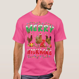 Kippen met kerstairlicht voor kerstavond Merry Xma T-shirt