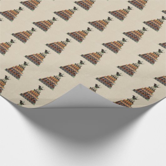 Kippen met kerstbomen cadeaupapier (Hoek)