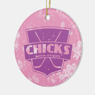 Kippen met kruideniersenseelversiering keramisch ornament