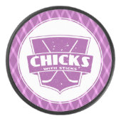 Kippen met kruideniersluiken hockey puck (Voorkant)