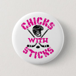 Kippen met kruideniersmeisjes ronde button 5,7 cm