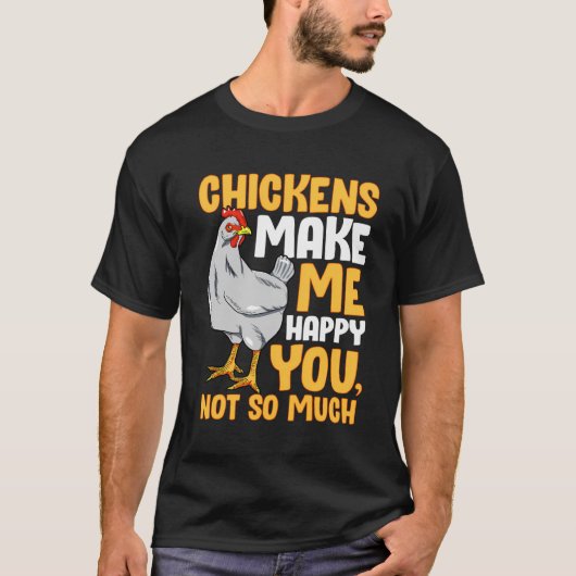 Kippen met lange mouwen maken me blij T-shirt huis (Voorkant)