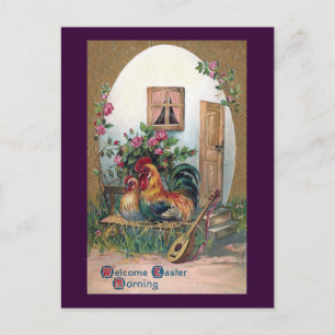 Kippen met lute en eieren briefkaart