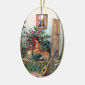 Kippen met lute en eieren keramisch ornament (Links)