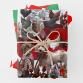 KIPPEN MET SANTA HATS EN DOGS WRAPPPAPIER INPAKPAPIER VEL (In situ)