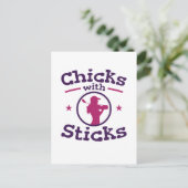 Kippen met schitterende Golfgolfervrouwen Briefkaart (Staand voorkant)