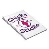 Kippen met schitterende Golfgolfervrouwen Notitieboek (Rechterzijde)