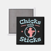 Kippen met schitterende Golfvrouwen Magneet (Voorkant / Achterkant)