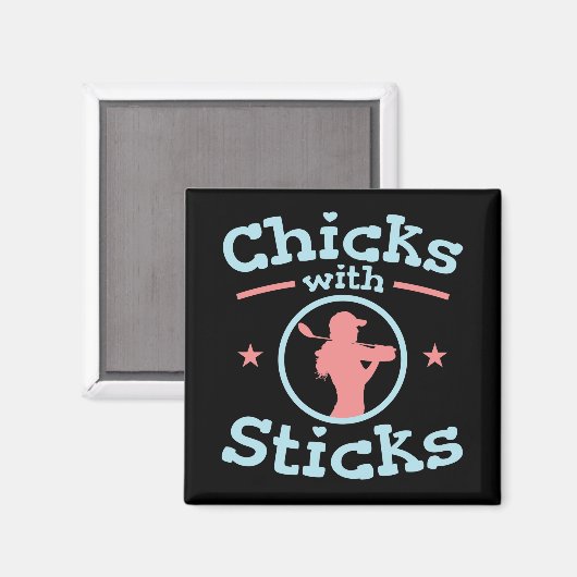 Kippen met schitterende Golfvrouwen Magneet (Voorkant / Achterkant)