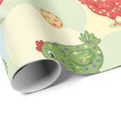 Kippen met Stippen Inpakpapier (Rol Hoek)