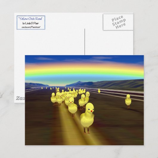 Kippen onderweg briefkaart (Voorkant / Achterkant)
