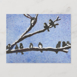 Kippen op Briefkaart van Snowy Branches