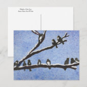 Kippen op Briefkaart van Snowy Branches (Voorkant / Achterkant)